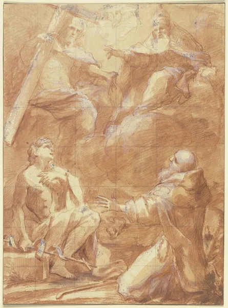 Johannes der Täufer und der Heilige Antonius erblicken Gottvater av Federico Barocci