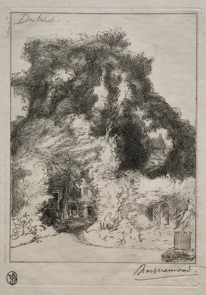 The Garden of the Inn at Dulwich av Félix Bracquemond
