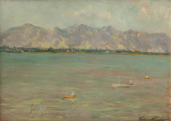 Mountain Landscape with a Lake av Ferdinand Katona