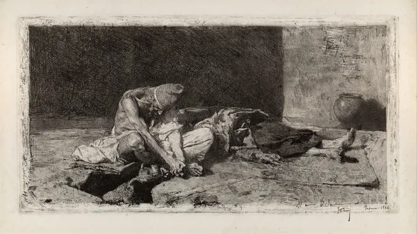Arab Watching Over the Body of a Friend av Mariano Fortuny Marsal
