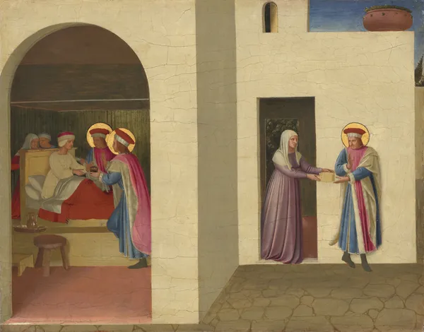 The Healing of Palladia by Saint Cosmas and Saint Damian av Fra Angelico
