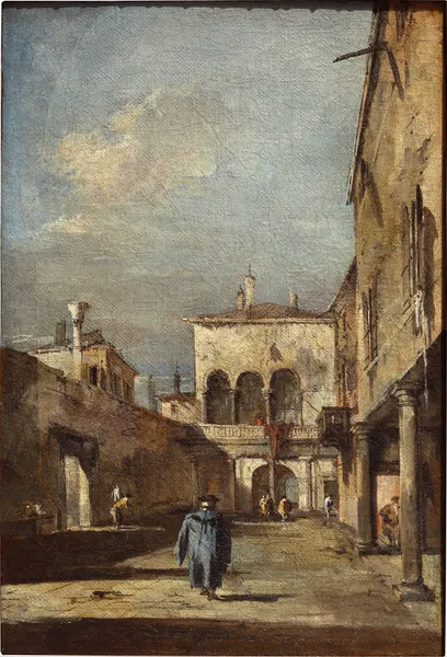 Architectural fantasy with a courtyard av Francesco Guardi