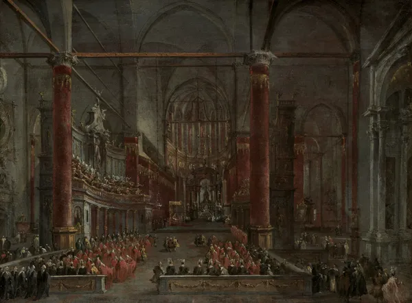 Pontifical Ceremony in SS. Giovanni e Paolo, Venice, 1782 av Francesco Guardi