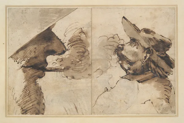 Caricatures of Two Male Heads (mid-17th century) av Pier Francesco Mola