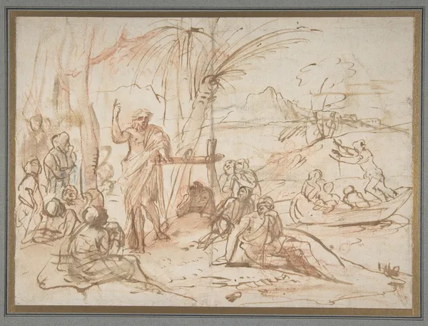 Saint John the Baptist Preaching. av Pier Francesco Mola