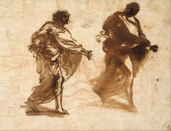 Two Studies for the Figure of Joseph av Pier Francesco Mola