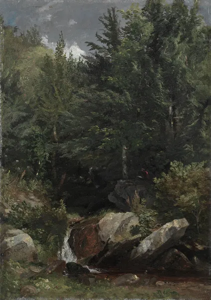 Trees and a Stream on a Hillside av Jasper Francis Cropsey
