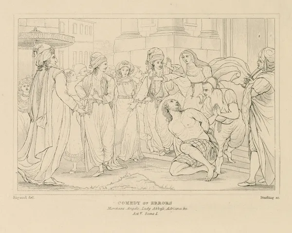Comedy of errors; Merchant, Angelo, Lady Abbess, Adriana, &c act V, scene 1 (19th century) av William Francis Starling