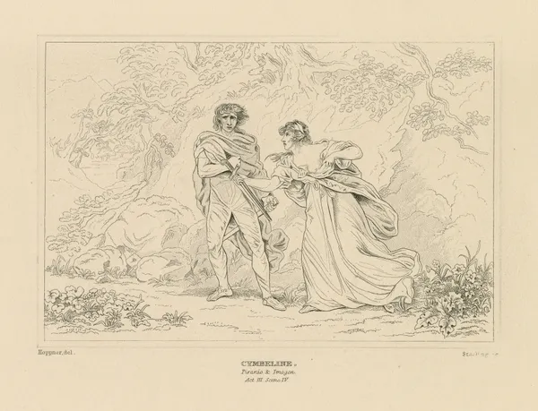 Cymbeline; Pisanio & Imogen, act III, scene IV (19th century) av William Francis Starling