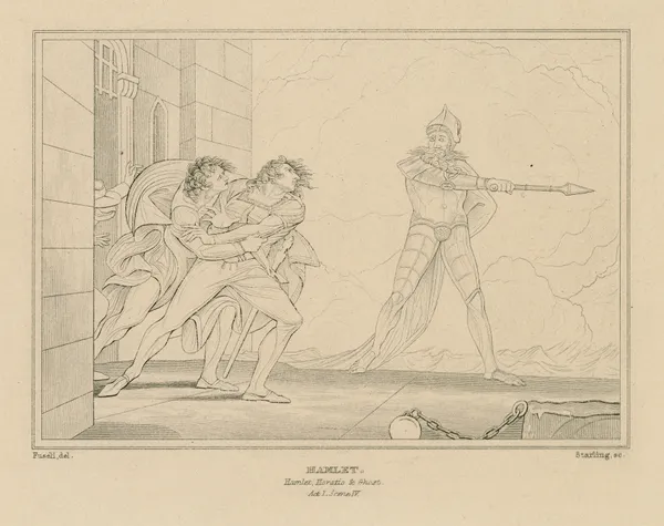 Hamlet … Horatio & Ghost, act I, scene IV (19th century) av William Francis Starling