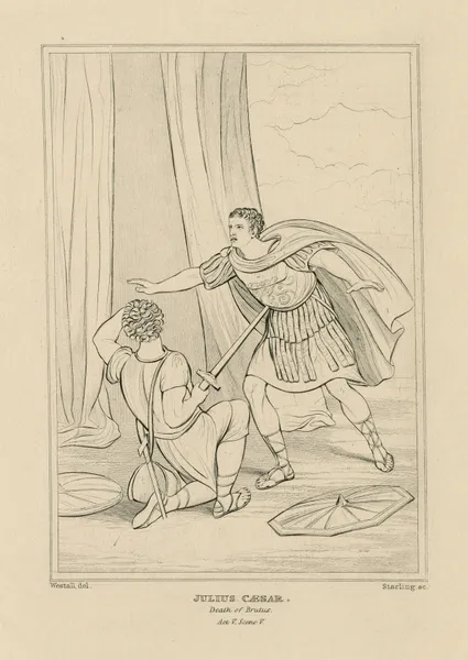 Julius Caesar, death of Brutus [act V, scene 5] (19th century) av William Francis Starling