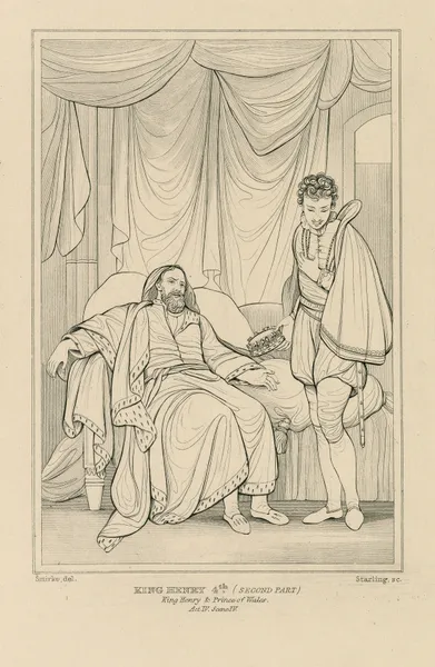 King Henry 4th, (second part), King Henry & the Prince of Wales, act IV, scene IV (19th century) av William Francis Starling