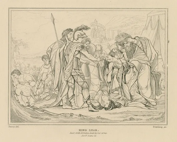 King Lear, Lear with Cordelia dead in his arms, act V scene III (19th century) av William Francis Starling