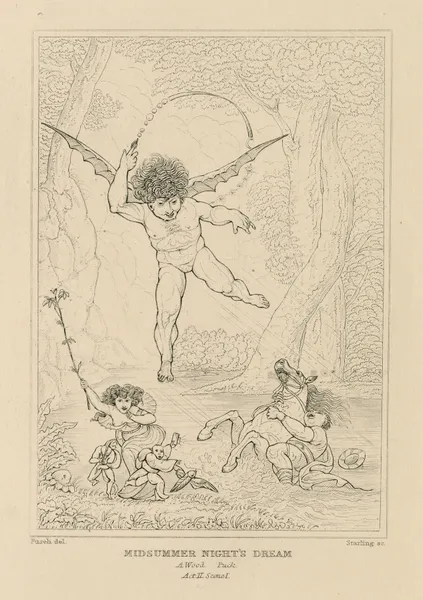 Midsummer night’s dream, a wood, Puck, act II, scene I (19th century) av William Francis Starling