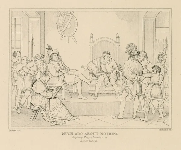 Much ado about nothing, act IV, scene II; Dogb; O villain! Thou wilt be condemned into everlasting redemption for this (19th century) av William Francis Starling