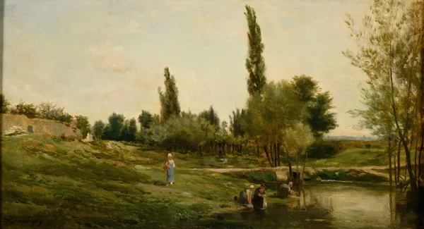 Paysage avec laveuses Peintre av Charles François Daubigny