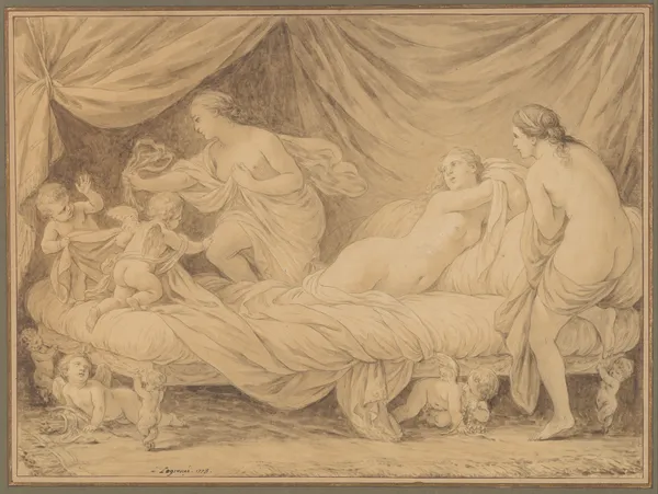 Les Grâces lutinées par les amours av Louis-Jean-François Lagrenée