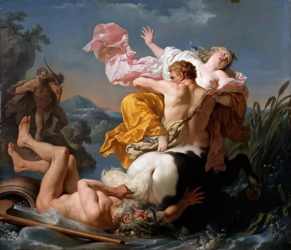 The Abduction Of Deianeira By The Centaur Nessus av Louis-Jean-François Lagrenée