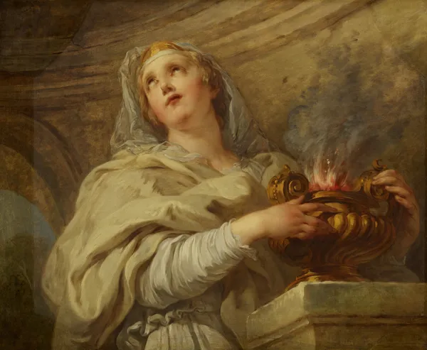 A Vestal Virgin Tending Fire av François Lemoyne