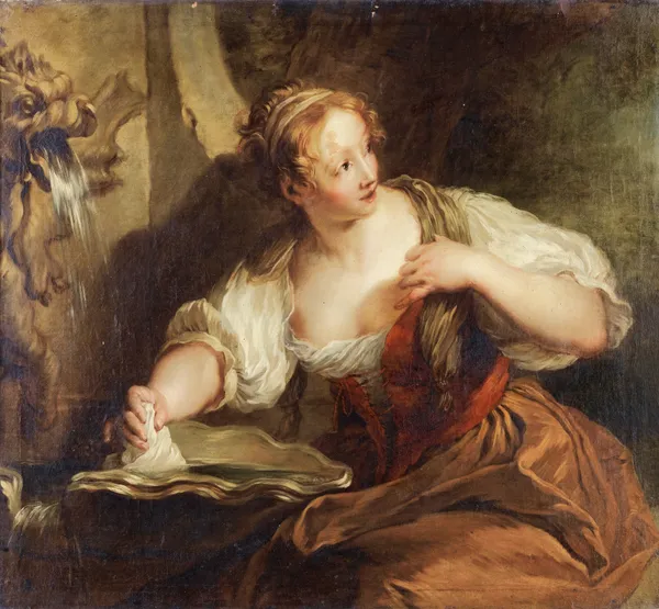 Young Woman At a Fountain av François Lemoyne