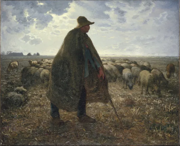 Shepherd Tending His Flock av Jean-François Millet
