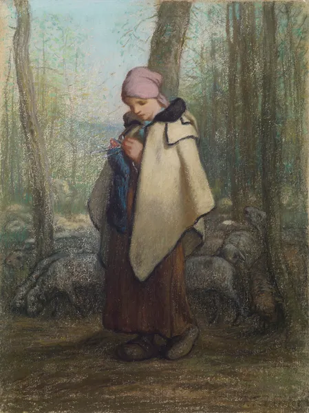 The Knitting Shepherdess av Jean-François Millet