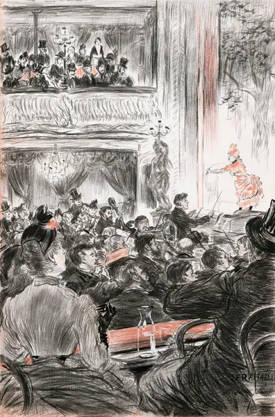 Café-Concert At La Scala, Paris av Jean François Raffaëlli
