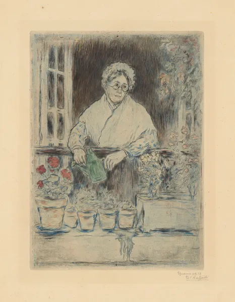 The old lady’s garden av Jean François Raffaëlli