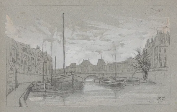 Paris (bateaux sur la Seine près d’un pont) av Jean-François Taelemans