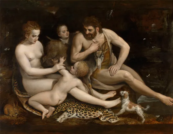 Adam and Eve and their Children av Frans Floris