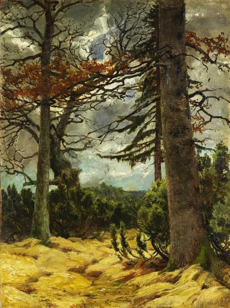 Eichenstämme im Vorfrühling av Franz Marc