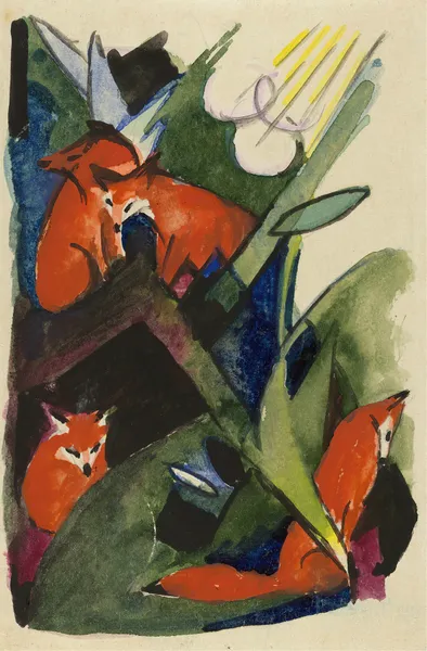 Four foxes av Franz Marc
