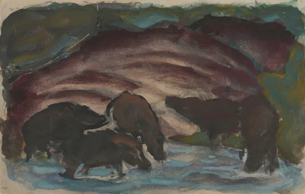 Wild Boars in the Water av Franz Marc