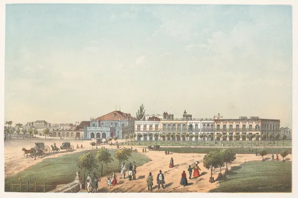 Teatro de Tacon y parte del Paseo de Isabel II av Pierre Toussaint Frédéric Mialhe