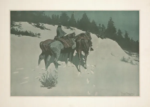A Reconnaissance a Cavalry Officer with his White Scout Viewing Hostile Indian Country by Moonlight av Frederic Remington