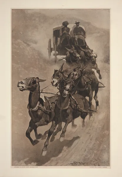 An Army Mail Ambulance–A ‘Busted’ Brake and a Down Grade av Frederic Remington