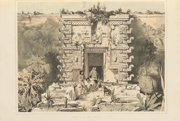 Gateway of the Great Teocallis at Uxmal av Frederick Catherwood