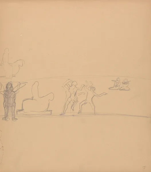 Cave of the Golden Calf; Figure Studies, Dancers, Worshippers and Calf av Spencer Frederick Gore