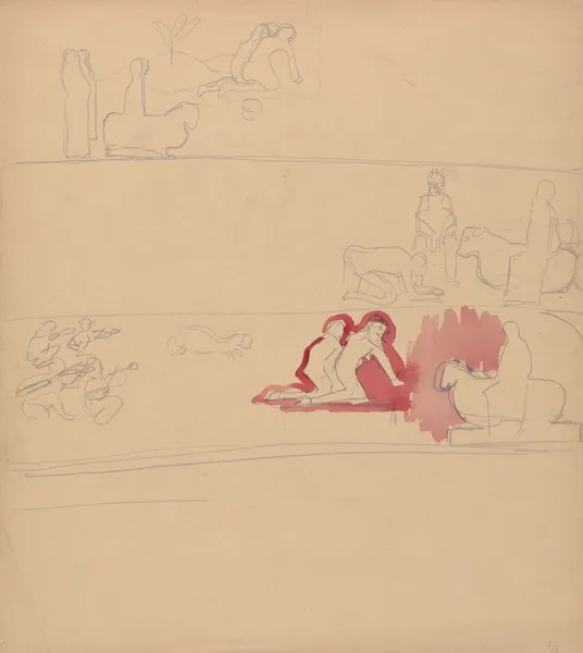 Cave of the Golden Calf; Worshippers and Calf av Spencer Frederick Gore