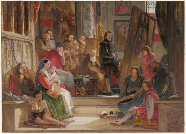 Murillo Painting the Virgin in the Franciscan Convent at Seville av John Frederick Lewis