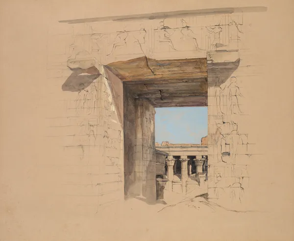 The Temple of Edfu; The Door of the Pylon av John Frederick Lewis