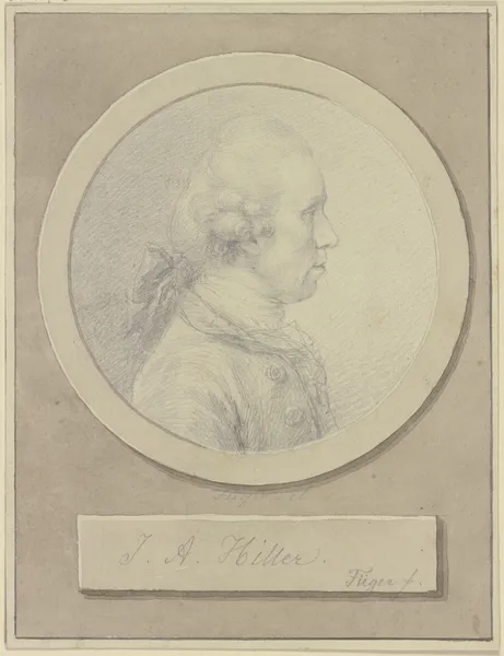 Brustbild des Johann Adam Hiller im Profil nach rechts av Heinrich Friedrich Füger