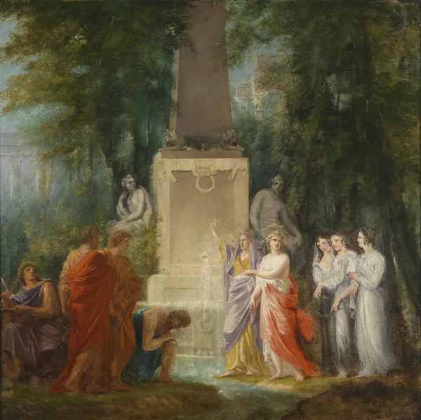 Dichter trinken am Kastalischen Quell das Wasser der Wahrhei av Heinrich Friedrich Füger