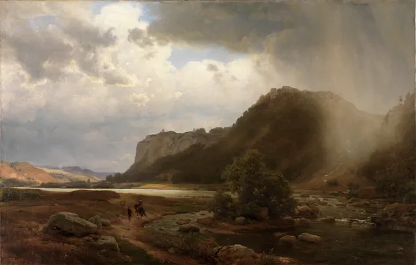 Flußlandschaft av Karl Friedrich Lessing