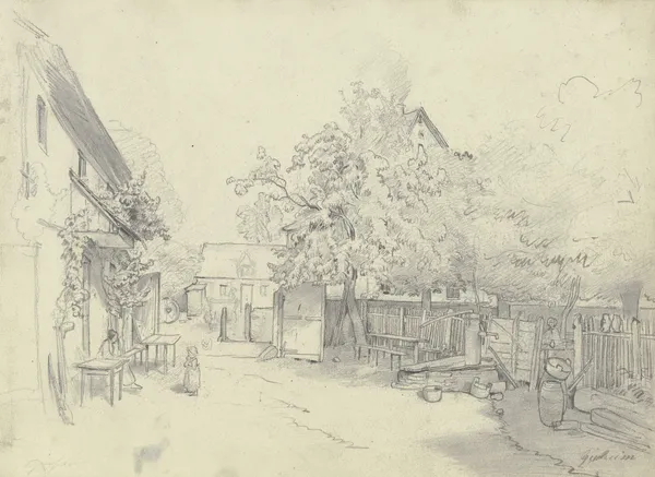 Das Wirtshaus Eberhardt bei Ginnheim av Jakob Fürchtegott Dielmann
