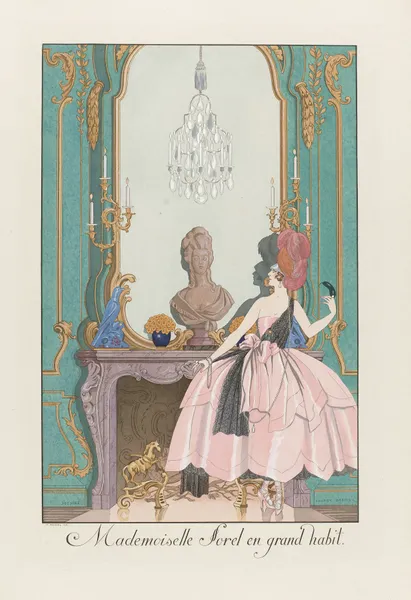 Mademoiselle Sorel en grand habit av George Barbier