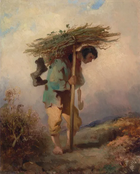 A Man Carrying Faggots av George Chinnery