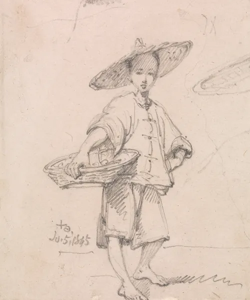 Young Coolie with a Basket av George Chinnery