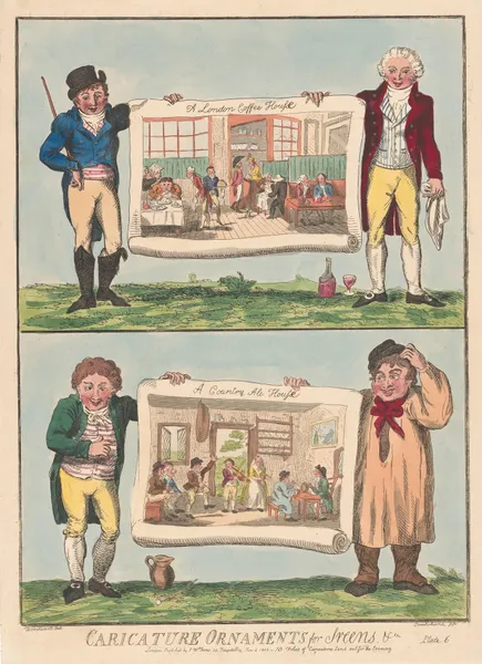 A London Coffee House, A Country Ale House av George Cruikshank