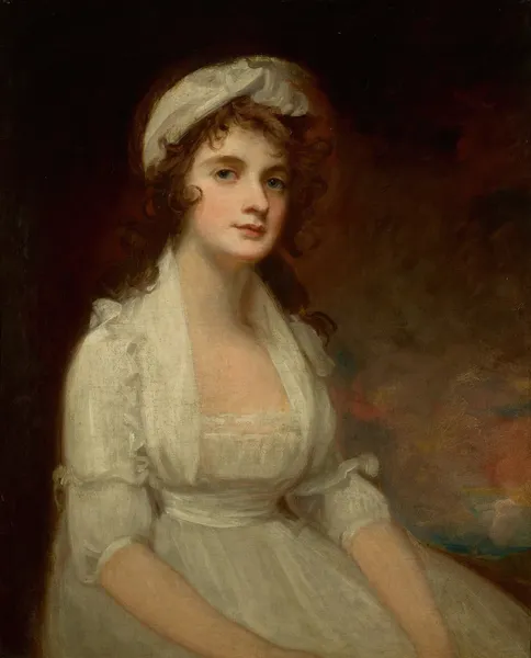 Portrait Of Miss Elizabeth Tighe (1774 -1857), Half-Length, Wearing A White Dress av George Romney
